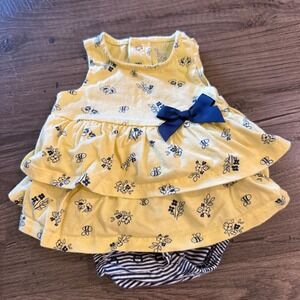 Just One You by Carters Baby Girl Yellow Bee Floral Tiered Dress Bodysuit 3M